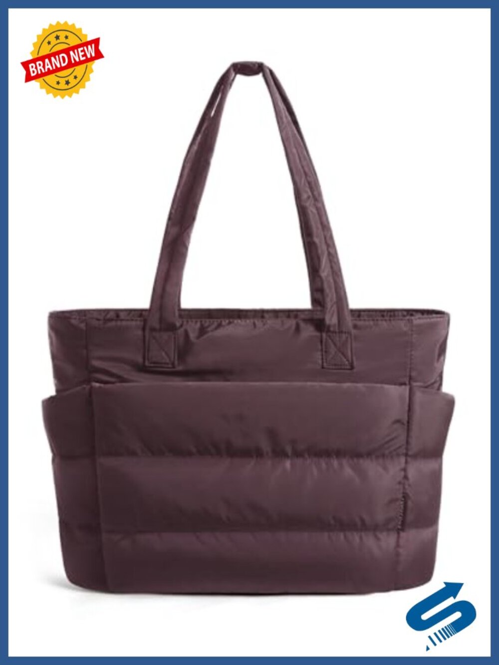 Puffy Lightweight Tote Bag Polyester Laptop Work Travel Handbag